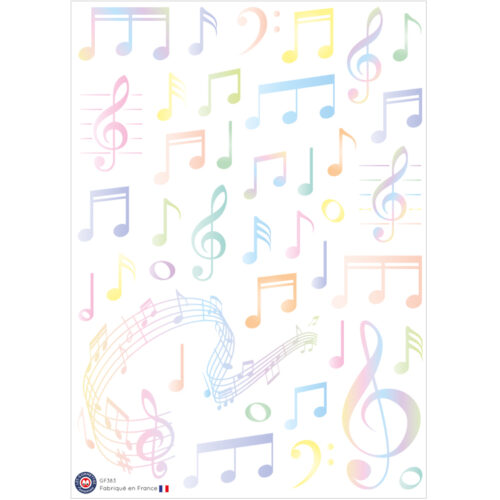 stickers notes de musique multicolores pastels